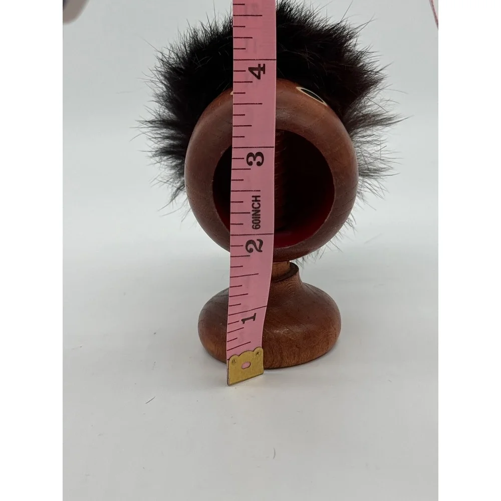 Vintage 60s MCM Japan Wooden Troll Screw Nutcracker The Scream Teak Fur Hair
